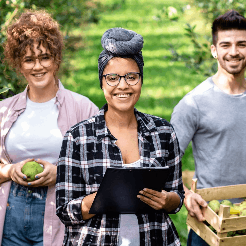 drie werknemers tuinbouw