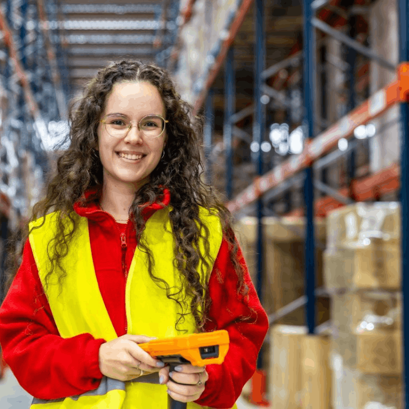 magazijnmedewerkster met scanner