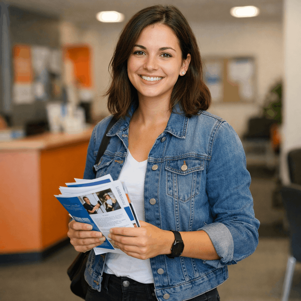 AI_uitzendkracht_vrouw met folders